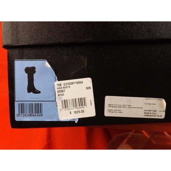 NIB CHANEL BEIGE LEATHER SUEDE CC LOGO SHEARLING HEEL TALL BOOTS 37.5 $1825 - Picture 12 of 12